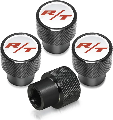 Vista 6 de iPick Image Para Dodge R/T Logo on Black Easy-Grip Premium Tapones de vástago de válvula de neumático de aluminio - Con licencia