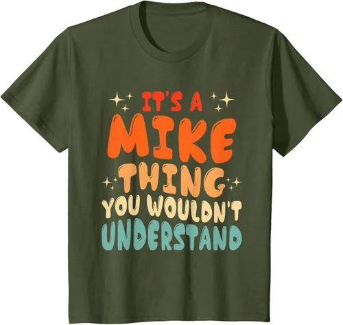 Vista 13 de Camiseta retro de los años 80 con texto en inglés "It's A Mike Thing You Wouldn't Understand", Negro