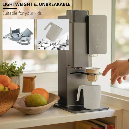 Vista 5 de PYRMONT Juego de 6 tazas de paja de trigo, tazas de café de plástico reutilizables, tazas de té con asas, juego de tazas de 16 onzas para café