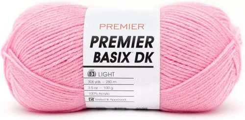 Vista 23 de Premier Yarns Basix DK - Hilo de peso, hecho de acrílico, hilo ideal para ganchillo y tejido, lavable a máquina, rubor, 3.5 onzas, 306 yardas