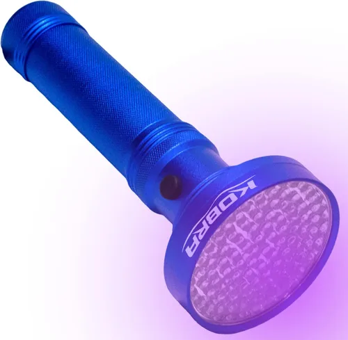 Vista 10 de Linterna de luz negra UV Kobra - 100 LED Luz UV portátil y luz negra para detección de orina de mascotas - Inspección de chinches, fugas y dinero