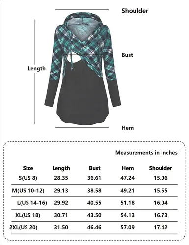 Vista 4 de QUINEE sudadera con capucha para mujer de manga larga a cuadros, bloque
