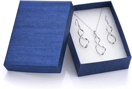 Vista 2 de Figura 8 con pendientes de gota y collar con colgante de corte de diamante, Metal