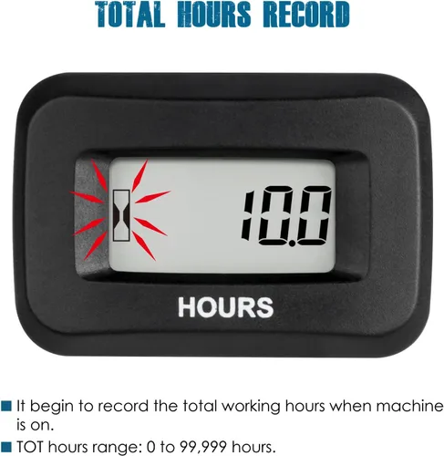 Vista 2 de Runleader Medidor digital de horas para cortacésped, generador de motocicleta, tractor agrícola, compresor marino, motosierra y otros dispositivos
