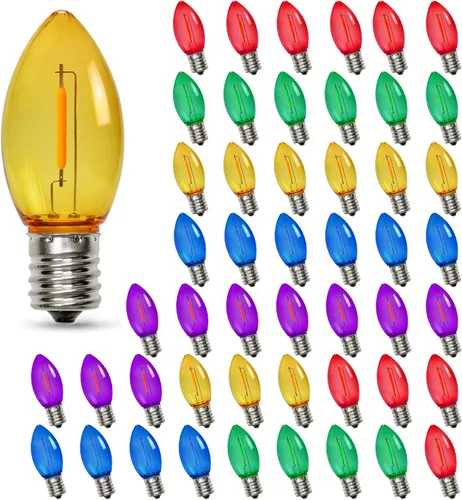 Vista 3 de Paquete de 25 bombillas LED C9 multicolor de Navidad para tiras de luces al Multicolor 25pack