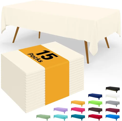 Vista 69 de Smiry - Juego de 6 manteles desechables, 54 x 78 pulgadas, manteles impermeables rectangulares para fiestas, cubierta de mesa de plástico