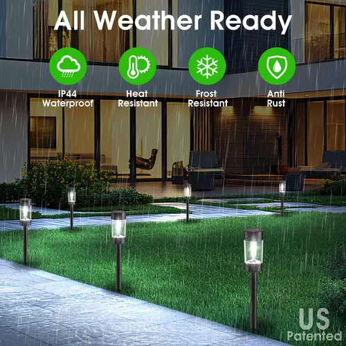 Vista 4 de Eyrosa Solar Lights Outdoor, 8 Pack Waterproof Solar Landscape Lighting for Pathway Garden Yard Path Walkway Driveway Lawn Patio Outside Decor, Cool