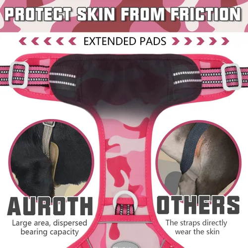 Vista 6 de Auroth Arnés táctico para perros con correa resistente para perros de razas grandes, chaleco reflectante de entrenamiento para perros sin tirones