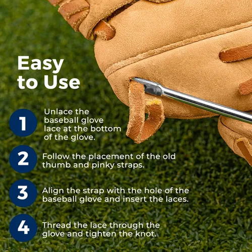 Vista 4 de TOFL Baseball Thumb & Pinky Replacement Loops for Baseball Gloves & Softball Mitts to Match Glove Relace Kit