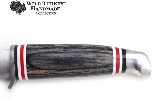 Vista 4 de Colección Color Mango de Madera Hoja Fija Skinner Cuchillo w/Funda de cuero (negro)