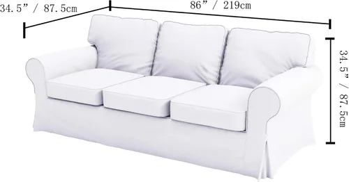 Vista 3 de Premium funda de repuesto de algodón pesado Ektorp para sofá de 3 asientos, compatible con funda de sofá de tres plazas IKEA Ektorp (Azul profundo)