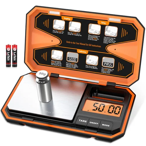 Vista 9 de Báscula digital de gramos, báscula de bolsillo de 7.05 oz x 0.00 oz, mini báscula de joyería de 6 unidades con pantalla LCD, función de tara
