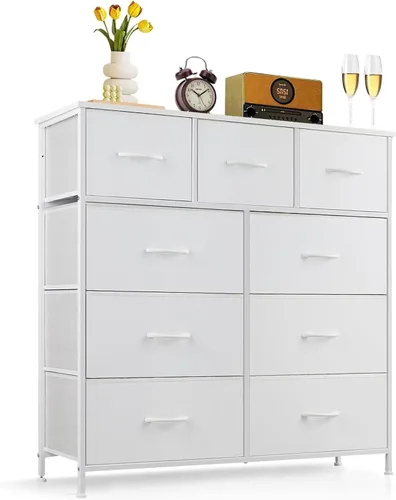 Vista 19 de Cómoda de 7 cajones para dormitorio, tela organizadora de almacenamiento Marrón