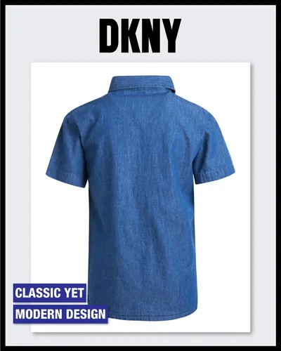 Vista 6 de DKNY Camisa de niño - Camisa de manga corta con botones (talla 8-20)