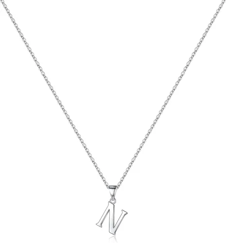 Vista 9 de Turandoss S925 Sterling Silver Initial Necklaces for Women, Dainty Hypoallergenic Letter Initial Pendant S925 Sterling Silver initial Necklace for