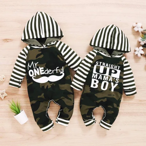 Vista 3 de Conjunto de ropa de camuflaje de manga larga para bebés recién nacidos