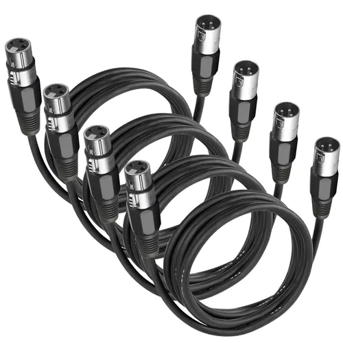 Vista 4 de MAD OWL Paquete de 4 conectores XLR de 3 pines – Cannon XLR DMX hembra macho adaptador, montaje en panel, conector de cable de micrófono para luz