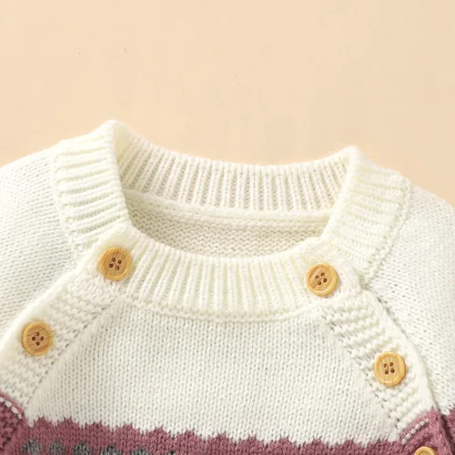 Vista 5 de Opewod Conjunto de suéter de punto para bebé recién nacido con gorro cálido