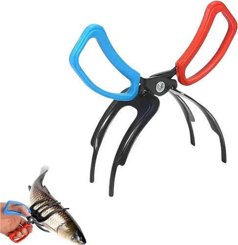 Vista 7 de Pinza de peces de 3 garras, alicates de pesca de metal multifuncionales, herramienta antideslizante para capturar peces, accesorios de pesca ligeros