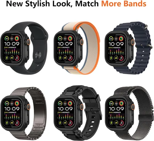 Vista 7 de amBand 3 en 1 Estuche de Metal Compatible con Apple Watch Series SE 3/SE 2/SE 6/5/4 44mm, Protector W1 Resistente con Protector de Corona + Funda