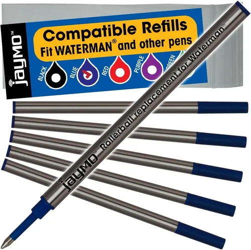Vista 6 de Jaymo Replacement for Waterman 540951/540961 and Schmidt 5888 - Measures 4.3 in / 109 mm Long - Rollerball Pen Refill - 2 Red