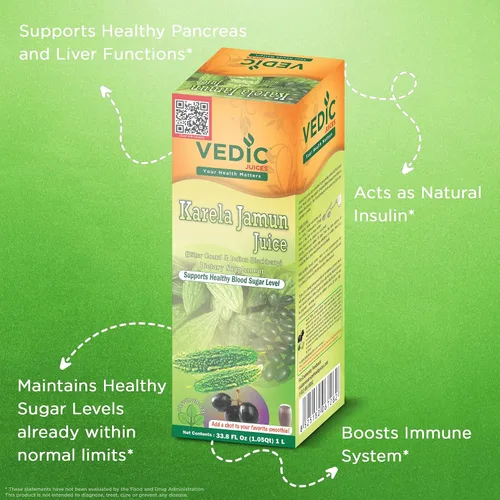 Vista 3 de Vedic Karela Jamun Juice - Jugo natural para apoyo inmunológico, 33.8 onzas, ideal para uso diario (33.8 fl oz)