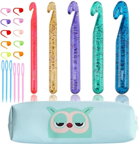 Vista 9 de Grandes Ganchos de Crochet, Ganchos de Crochet de 15 mm 12 mm 10 mm 9 mm 8 mm 7 mm 6,5 mm para Hilo Grueso