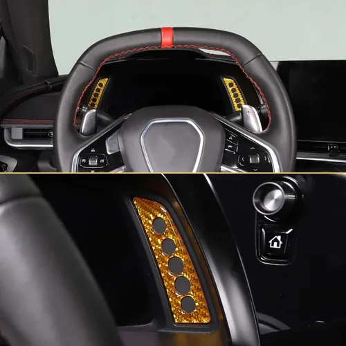 Vista 7 de CHEAYAR Adhesivo de fibra de carbono para tablero de instrumentos compatible con Chevrolet Corvette C8 Stingray 2020-2023, calcomanía para panel