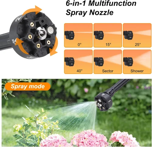Vista 3 de Lavadora a presión inalámbrica portátil, 600 PSI con dos lavadoras a presión recargables de 21 V, boquilla 6 en 1 con 2 baterías para limpieza
