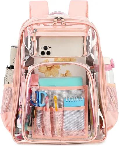 Vista 6 de PIG PIG GIRL Mochila transparente homologada por estadios, resistente, correas de hombro más anchas. Perfecta para eventos, trabajo, viajes