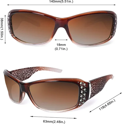 Vista 3 de IGnaef Gafas de sol polarizadas para mujer gafas de sol con diamantes de imitación para mujer protección UV400 para conducir pescar ir de compras