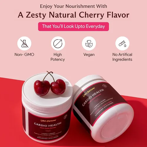 Vista 7 de Life's Fortune L Arginine L Citrulina Suplemento en polvo Suplemento de óxido nítrico de alta potencia con sabor a cereza natural