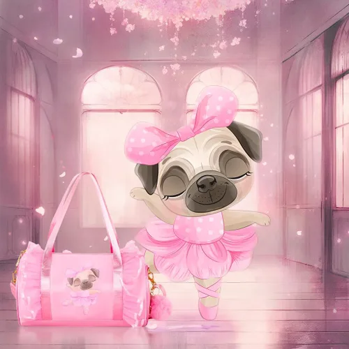 Vista 5 de Moonmo Bonita bolsa de baile de ballet, bolsa de vestir tutú, impermeable, ligera, bolsa de baile rosa para niñas, Pinkdanceb-perro