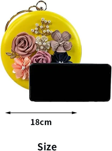 Vista 5 de Bolso de mano para mujer 3D rosa nude floral bolso de mano Hecho a mano con perla Boda nupcial diurna fiesta de noche