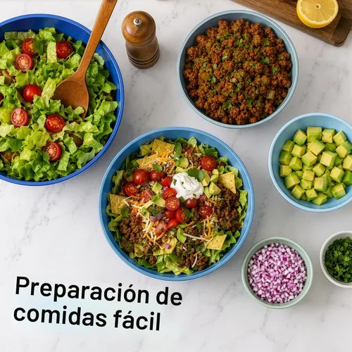 Vista 5 de Zulay Kitchen Juego de 12 tazones de plástico para mezclar con tapas, a prueba de fugas, aptos para microondas y congelador, apilables, para Azul