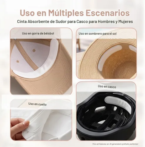 Vista 4 de Forros de sudor para sombreros, bandas de sudor para gorras de béisbol, protector de sudor para sombreros Black(50pcs)