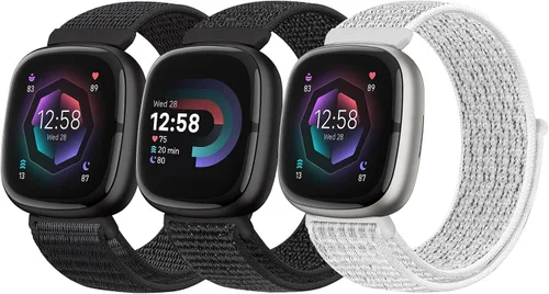 Vista 13 de Bcuckood Correa de nailon compatible con Fitbit Sense 2/Fitbit Sense/Fitbit Versa 4/Fitbit Versa 3 Bandas, para mujeres y hombres, correa de nailon