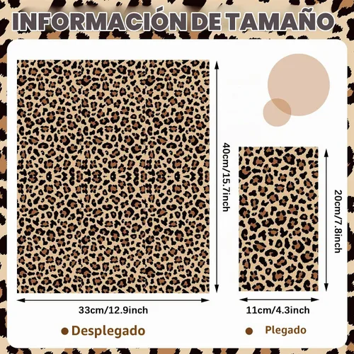 Vista 4 de Zonon - Servilletas desechables con estampado de leopardo, color marrón oscuro, 100