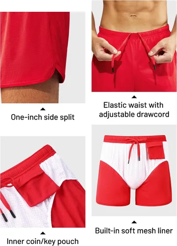 Vista 3 de MIER Men's 3''5'' Athletic Running Shorts with Liner Quick Dry Active Lightweight Gym Sports Workout Shorts for Men