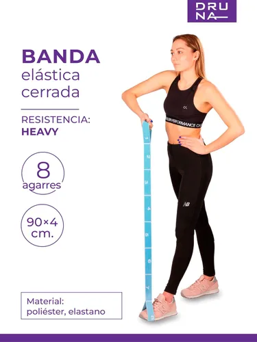 Vista 4 de Banda elástica de resistencia de 8 bucles, correa elástica de fitness para yoga, pilates, baile, gimnasia rítmica y terapia física