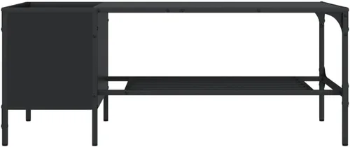 Vista 5 de Mesa de centro circular para sala de estar, mesa de centro con estante negro, 39.4 x 20.1 x 15.7 pulgadas, madera de ingeniería, adecuada para salas