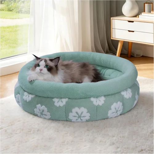 Vista 11 de BALANCE Camas para gatos de interior, Cama redonda lavable para gatos, Linda cama para gatitos con fondo antideslizante para gatito y cachorro, 18