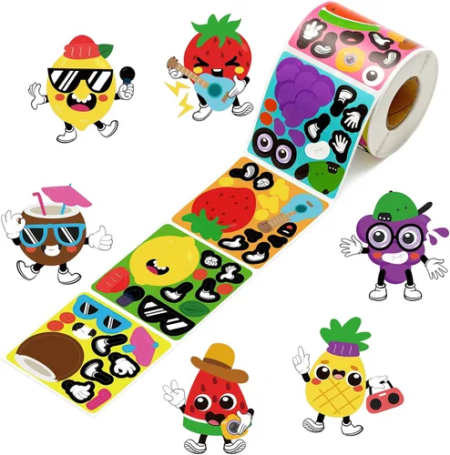 Vista 8 de Haooryx Fall Pumpkin Stickers Roll, 300 Pcs Make Your Own Halloween Pumpkin