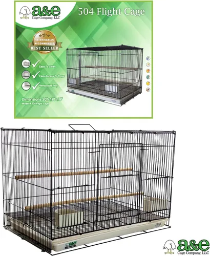 Vista 5 de A&E Cage Co 504 - Jaula para pájaros de vuelo para pinzones y periquitos Negro