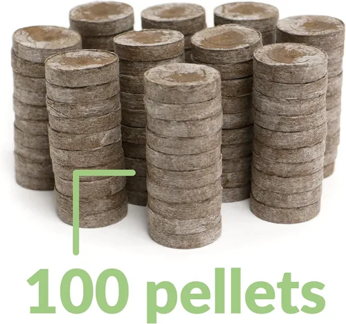 Vista 4 de 100 unidades - Jiffy 36 mm de pellets de turba y tierra para semillas, tapones para inicio de semillas: iniciador de semillas para interiores
