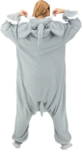 Vista 5 de vavalad Adult Elephant Onesie Costumes One Piece Pajamas Animal Cosplay Homewear Sleepwear for Women Men