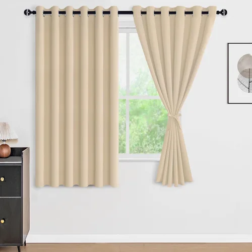 Vista 115 de DWCN - Cortinas 100% opacas para dormitorio con forro negro, cortinas de ventana de doble capa con aislamiento térmico que oscurecen toda la Azul