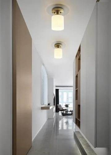 Vista 2 de Pathson Lámpara de techo moderna con pantalla de vidrio blanco, lámpara de techo semiempotrada de 1 luz para pasillo, loft, cocina, bar Antiguo