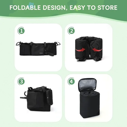 Vista 8 de Organizador de cochecito doble para Bob Duallie con 2 portavasos aislados y bolsa refrigeradora, Baby Jogger City Mini Gt2 Jeep Accesorios