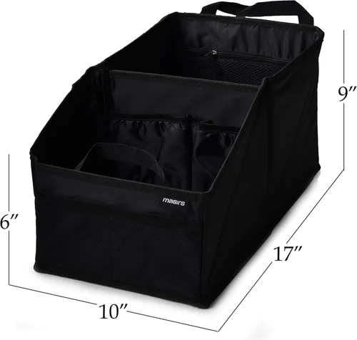 Vista 2 de Masirs Organizador de asiento trasero para automóvil, organiza cuidadosamente los artículos mientras viajas, se pliega para un fácil almacenamiento